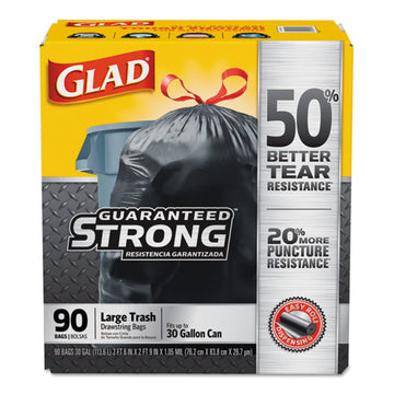 Glad® Drawstring Large Trash Bags, 30 Gal, 1.05 Mil, 30" X 33", Black, 90-carton freeshipping - TVN Wholesale
